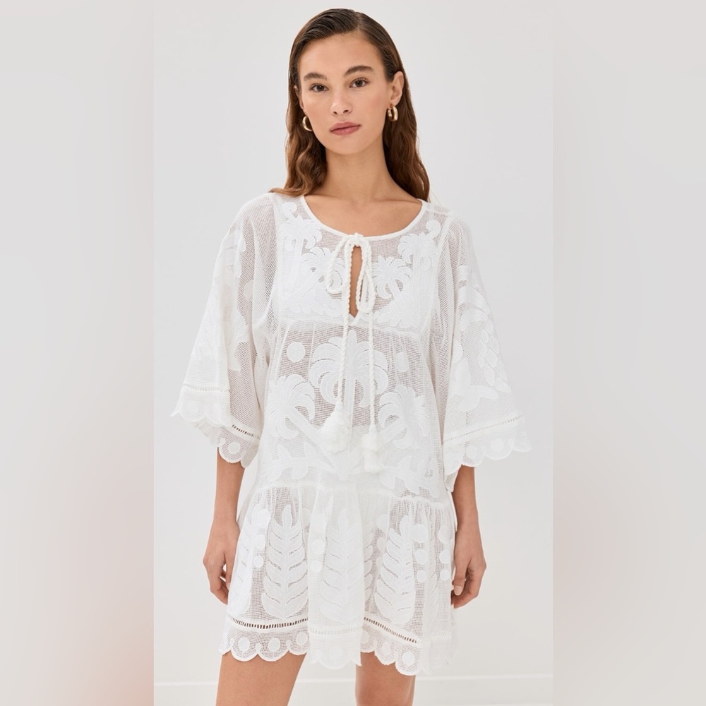 NWT Farm Rio Palm Tree Cutwork White Dress - Picture 4 of 9